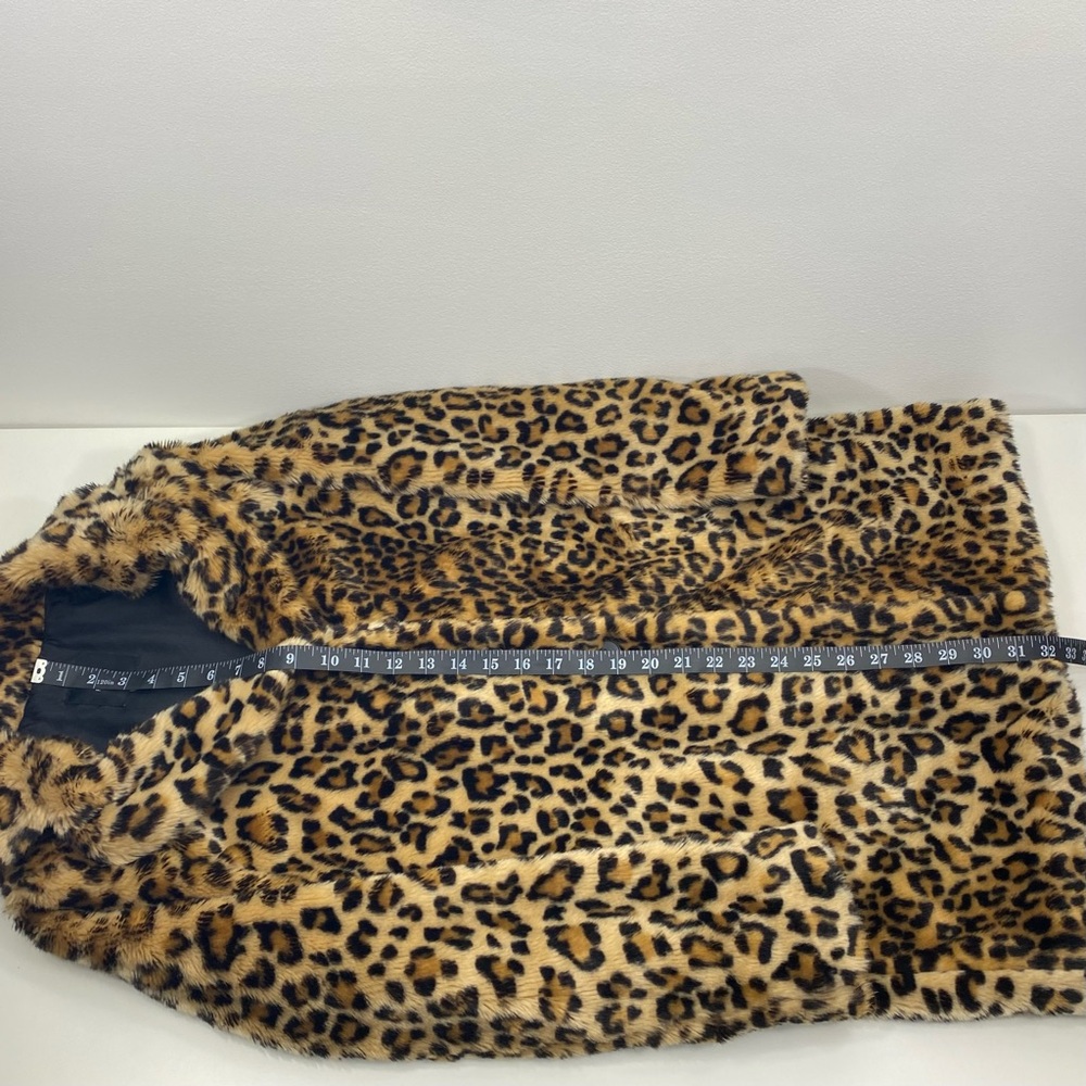 Forever 21 Leopard Animal Print Faux Fur Luxe Runway Statement Topper Coat S - Picture 11 of 12